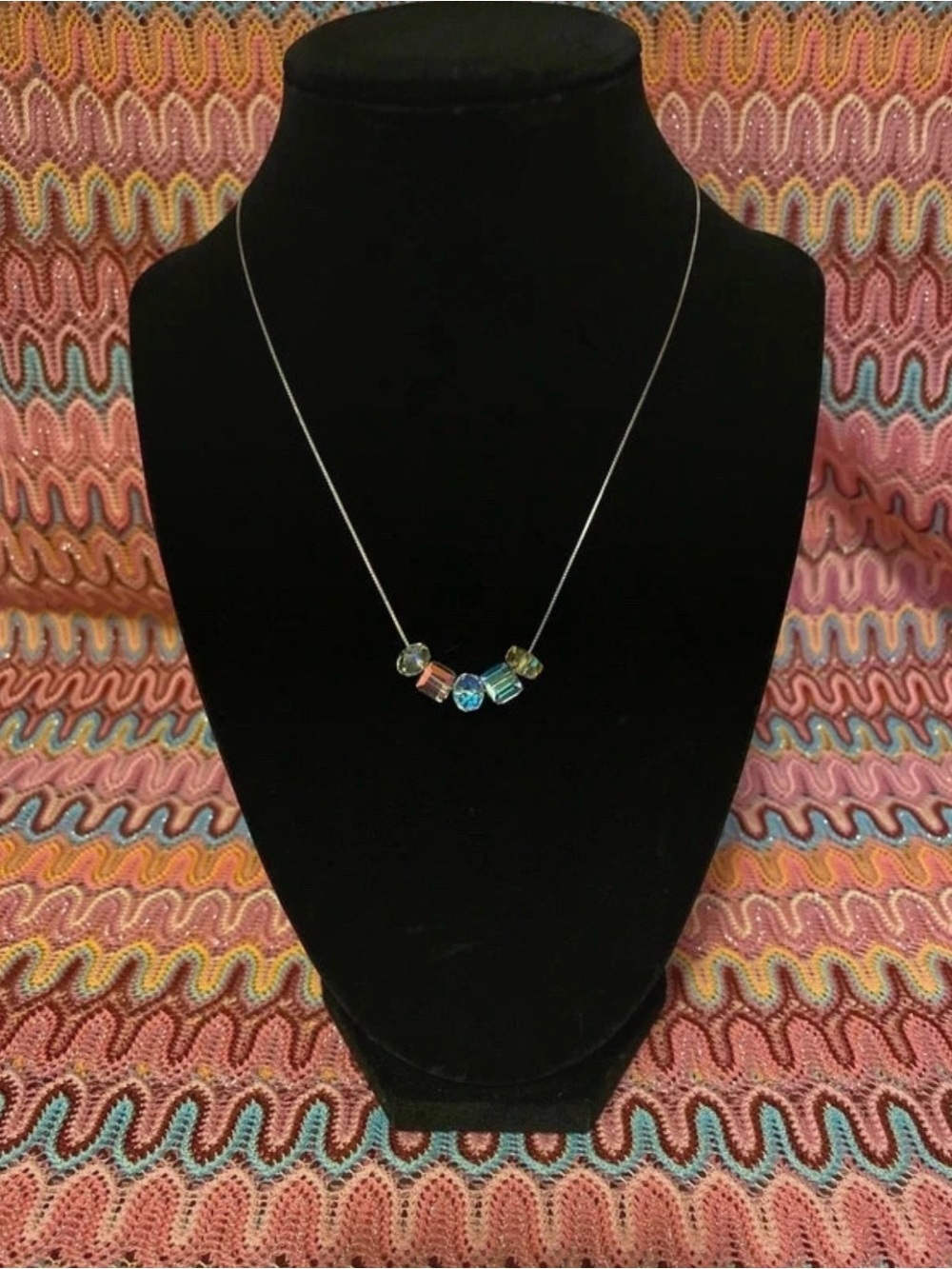 Delicate Multicolor Crystal Bead Necklace - Women's Jewelry - Picture 4 of 16
